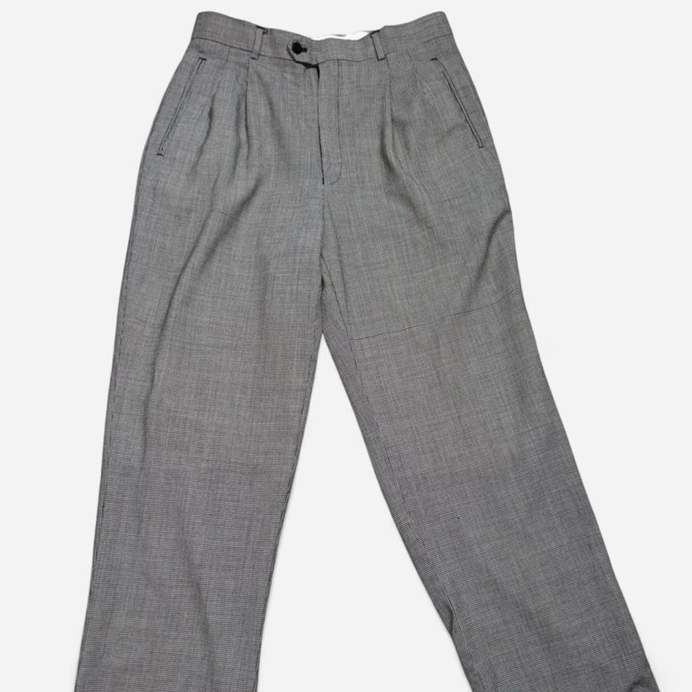 Louis Raphael 100% Wool Houndstooth Pleated Dress Pants 33x29